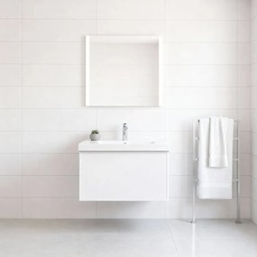 Mobile da bagno sospeso sotto lavabo Pixel frame 1 cassetto L 60 x H 40 x P 45.5 cm bianco laccato opaco con maniglia alluminio brillante