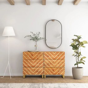 Mobiletti 2pz Marrone E Nero 60x33,5x75 Cm Legno Massello Mango /
