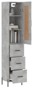 Credenza grigio cemento 34,5x34x180 cm in legno multistrato