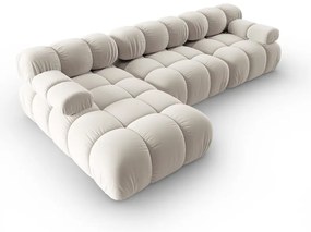 Divano angolare componibile beige (con penisola a sinistra) con rivestimento in velluto Bellis – Micadoni