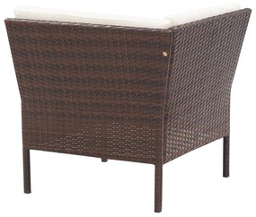 Set divani da giardino 6 pz con cuscini in polyrattan marrone