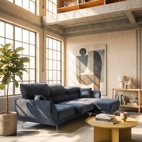 Michelangelo Divano Angolare con Penisola e Sedute Estensibili - Poggiatesta reclinabili in raffinato tessuto smacchiabile effetto vellutino T30