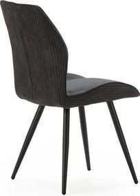 Set di 2 sedie da pranzo in velluto a coste nero Adaya - Marckeric