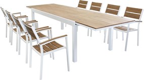 VIDUUS - set tavolo in alluminio e polywood cm 200/300 x 95 x 74 h con 8 poltrone Viduus