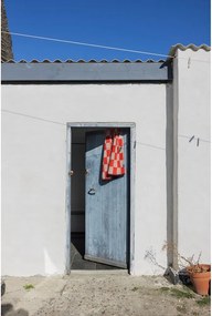 Asciugamano tipo terry arancione/beige in cotone organico 50x90 cm Retro – Mette Ditmer Denmark