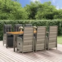 Set da Pranzo da Giardino 7 pz con Cuscini in Polyrattan Grigio 3185048