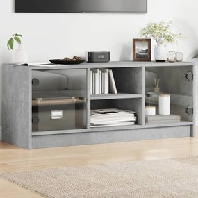 Mobile Porta Tv Con Ante İn Vetro Grigio Cemento 102x37x42 Cm /