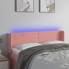 Testiera A Led Rosa 147x16x78/88 Cm İn Velluto /
