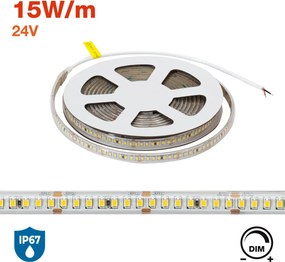 Striscia LED 24V 15W/m Alta Efficienza Professionale - IP67 - 5 metri