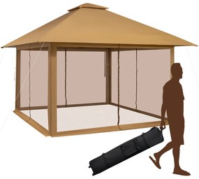 Costway Tettoia pop-up per gazebo con altezza regolabile borsa da trasporto con rotelle, Riparo portatile 400x400cm