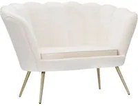 Divanetto Vienna Crema 130x74x84 cm Spugna e Tessuto e Metallo Bianco e Oro