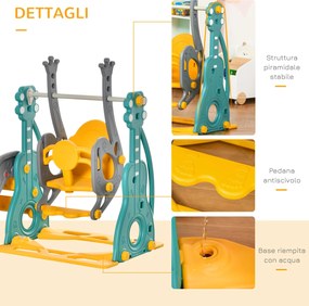Scivolo per Bambini 152x149x107 cm con Altalena e Canestro Multicolore...
