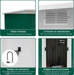 Casetta Box da Giardino in Lamiera Verde 277x130x173 cm...