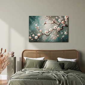 Quadro su tela – Uccellini su ramo di ciliegio