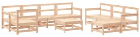 Set divani da giardino 10 pz con cuscini in legno massello