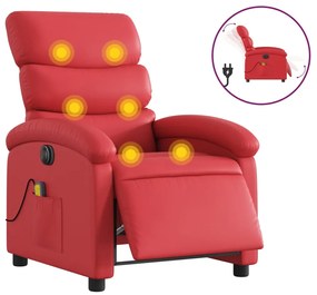 Poltrona massaggio elettrica reclinabile rosso similpelle
