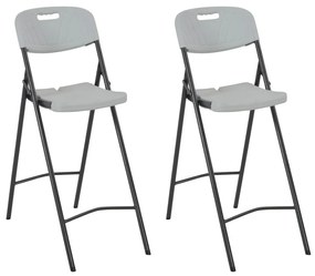 Sgabelli Da Bar Pieghevoli 2 Pz Hdpe E Acciaio Bianco /