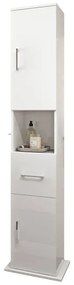 Colonna per mobile bagno Simona 1 cassetto 2 ante P 40 x L 31.6 x H 190 cm bianco pvc