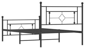 Giroletto con Testiera e Pediera Metallo Nero 107x203 cm