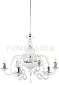 Lampadario vivaldi 6 luci bianco cromo attacco e14 d.75cm