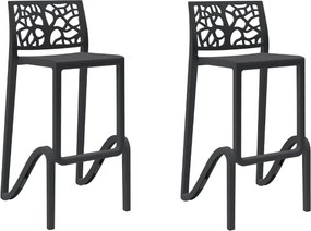 Sgabello bar impilabile alto H. seduta 75 cm TETI Nero set 2 pezzi