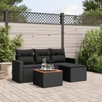 Set Divani da Giardino 5 pz con Cuscini in Polyrattan Nero 3224088