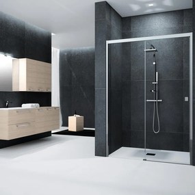 Porta doccia scorrevole Glam L 161 x H 200cm, Sp. 6 mm in vetro vetro senza finitura / trasparente profilo cromo