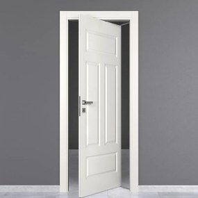 Porta interna rototraslante Coconut Groove in MDF colore bianco, L 80 x H 210 cm, apertura reversibile