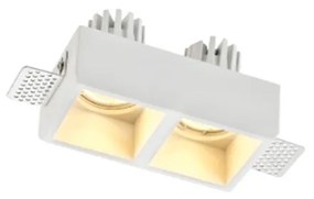 Portafaretto 2xGU10/MR16 in Gesso Pitturabile Rettangolare 150x80mm Materiale Gesso