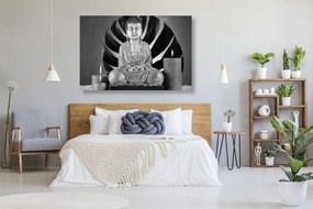 Stampa su tela – Buddha con natura morta rilassante in bianco e nero