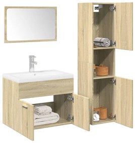 Set Mobili Da Bagno 3 Pz Rovere Sonoma İn Legno Multistrato /
