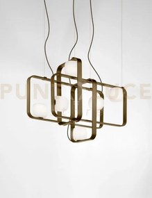 Groove sospensione 4 bianco satinato bronzo opaco 6 luci attacco e14