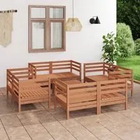 Set Divani da Giardino 9 pz Miele in Legno Massello di Pino 3082435