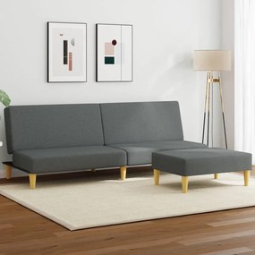 Divano Letto 2posti Cuscini E Poggiapiedi Grigio Scuro Velluto /