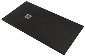 Piatto doccia in mineralmarmo 80x120 cm antracite effetto pietra con griglia e piletta sifonata