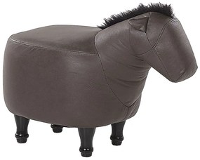 Pouf animaletto in similpelle marrone scuro HORSE Beliani