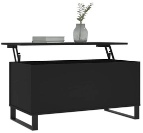 Tavolino da salotto nero 90x44,5x45 cm in legno multistrato