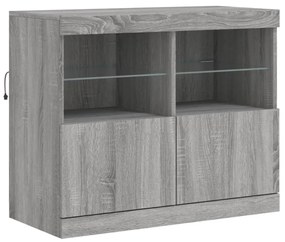 Credenza con luci led grigio sonoma 81x37x67 cm