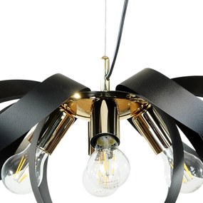 Lampada a sospensione Euluna Petla, nero/oro, metallo, Ø 65 cm