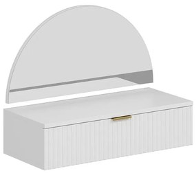 Toeletta sospesa con specchio e LED 1 cassetto Bianco  - FRALYN di PASCAL MORABITO