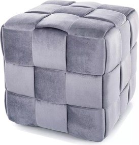 Pouf Casel Velvet in velluto color grigio – 42x42x42 cm