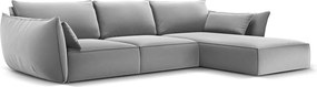 Divano angolare grigio chiaro (con penisola a destra/con chaise lounge) con rivestimento in velluto Vanda – Mazzini Sofas