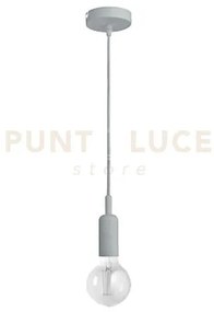 Gso095 pendente flash cavo in stoffa e rosone grigio cemento 1 luce...