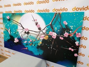 Quadro su tela – Rami dell'albero sotto la luna piena