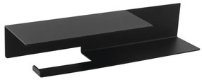 Sapho - Porta carta igienica con ripiano 9,5x35 cm nero opaco