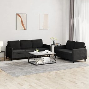 Set Di Divani 2 Pz Nero İn Velluto /