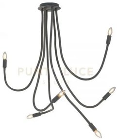 Plafoniera lover nera 6 luci attacco e14 18x18x100cm in metallo e s...