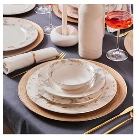 Set da tavola 24 pezzi in porcellana, bianco/grigio