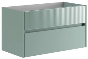 Mobile da bagno sospeso sotto lavabo L 89.5 x H 50 x P 45.5 cm verde laccato opaco, 2 cassetti VISOBATH Niwa