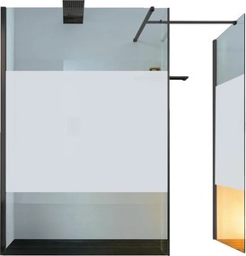 Box doccia walk-in Wens, vetro serigrafato 6 mm, H 200 cm, profilo nero
